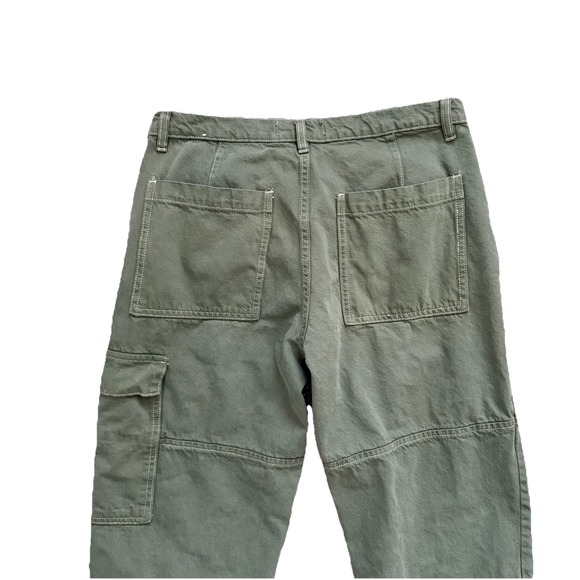 Mango Green Cargo Pants Womens 12 Utility Casual Retro Skater Y2K Cotton Denim - Picture 3 of 8